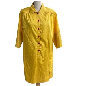 Louise Feraud‎  Yellow Collared Dress  Vintage Button Down Cotton  Size 8 (38)/